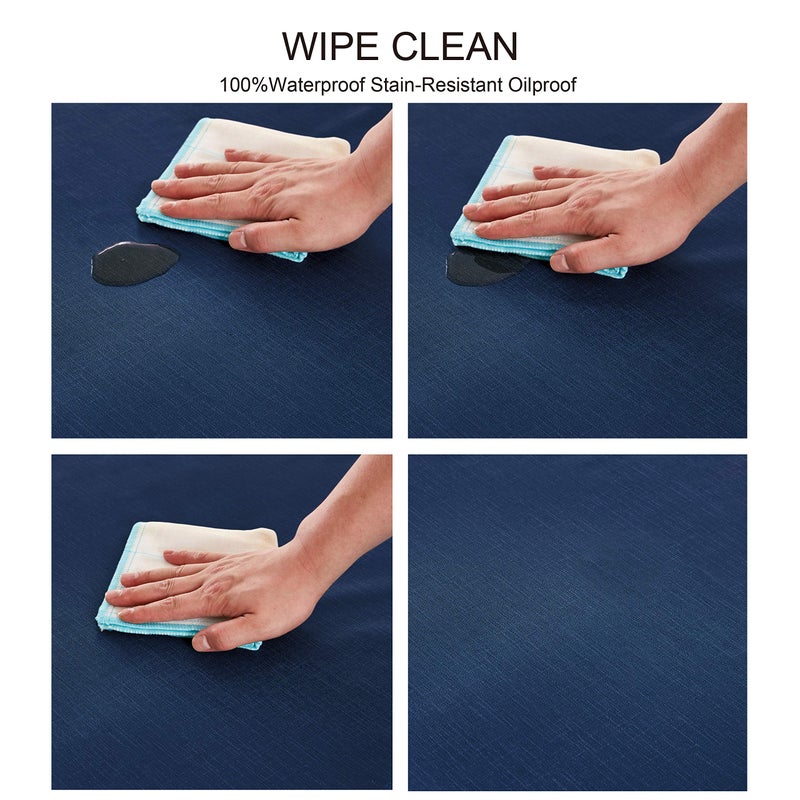 NLMUVW Navy Blue Square Vinyl Tablecloth, Heavy Duty PVC Table Cloth Waterproof Wipe Clean Table Cover for Kitchen Dining Picnic, 54 x 54 Inch - Image 4